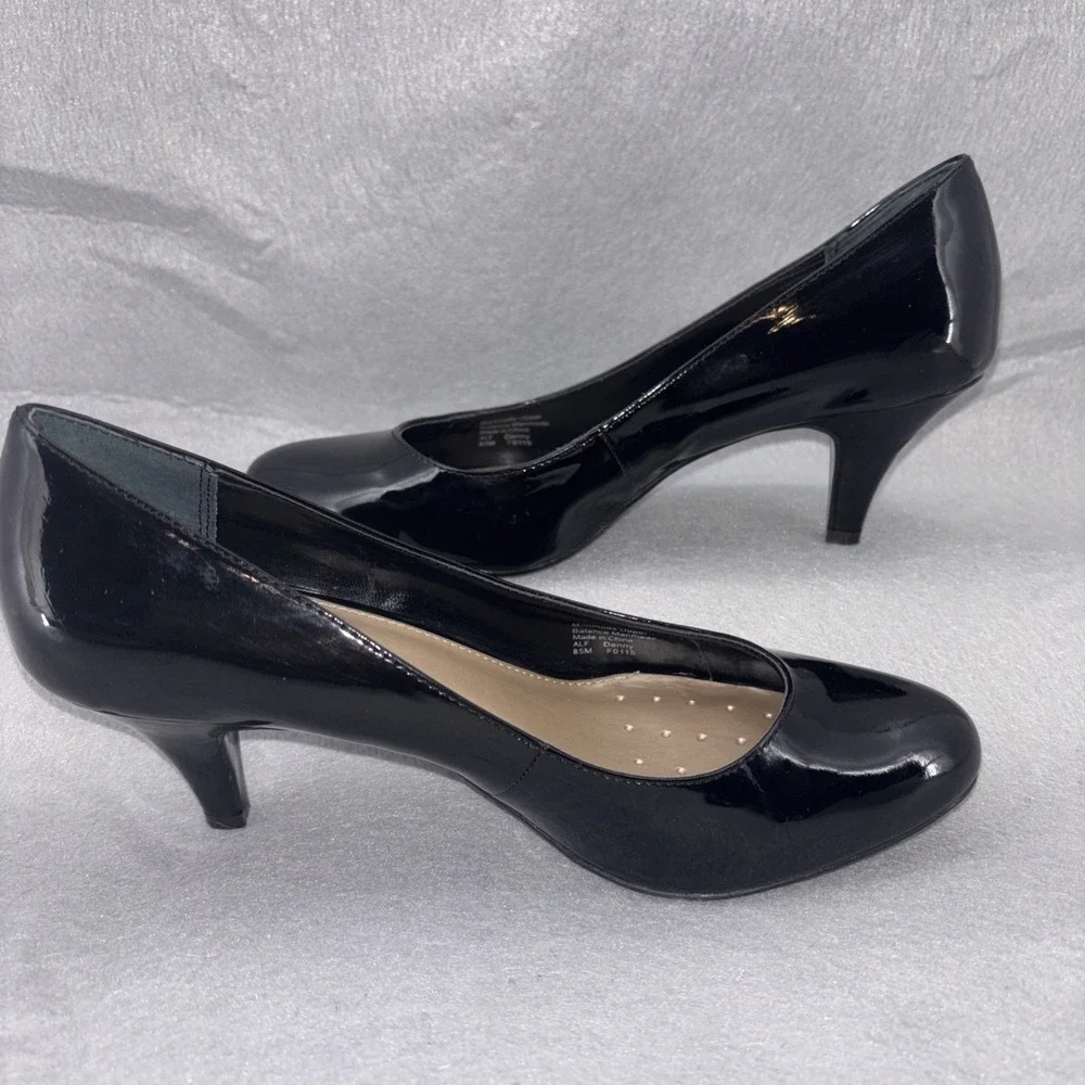 Alfani Denny Step‎ n Flex Black Patent Leather Pumps Round Toe Women's 8.5 EUC